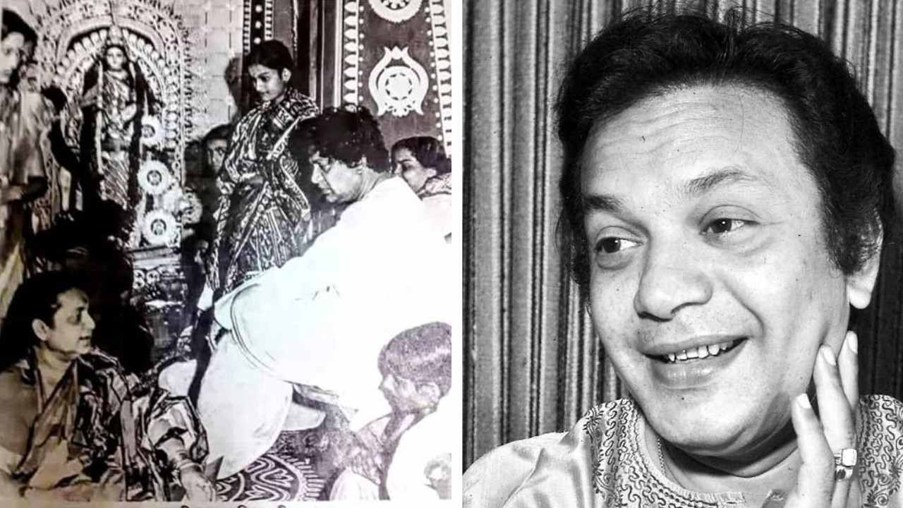 উত্তম কুমার ব্যস্ত তাঁর বাড়ির পুজোয়।