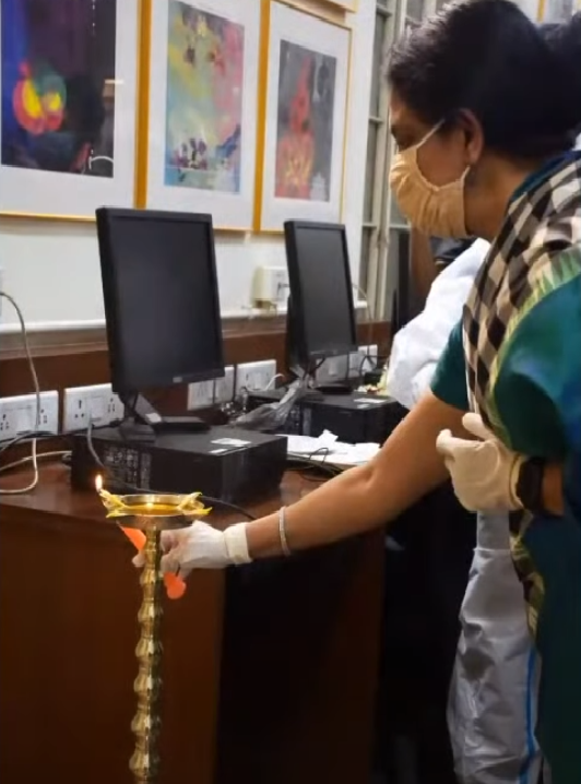 Vice-chancellor Anuradha Lohia lighting the inaugural lamp on Founders’ Day. PHOTO: Presidency University