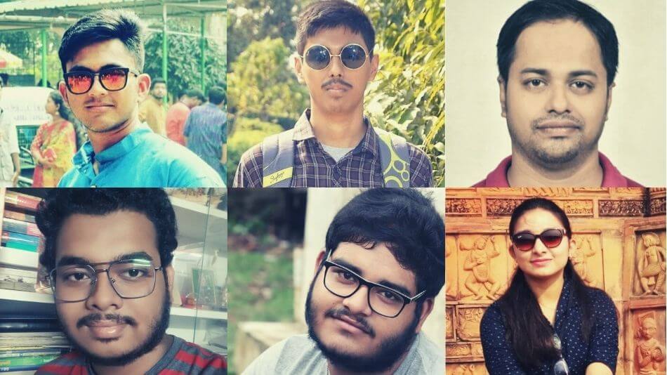 Top (L-R): Hrithik, Ankush, Prof Mainak Biswas Bottom (L-R): Sourasish, Debashis, Sayani