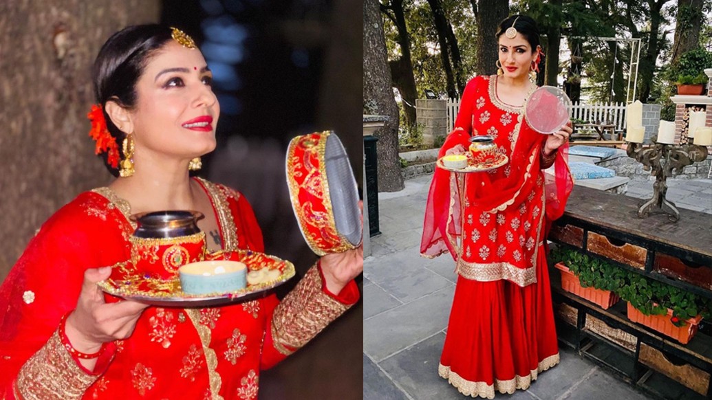 করবা চৌথ পালনের প্রস্তুতি নিতে দেখা গিয়েছে অভিনেত্রী রবিনা টন্ডনকে। ছবিতে লাল রঙা সালোয়ার কামিজ, কানে সোনার বালিতে অপরূপা হয়ে উঠেছেন তিনি।