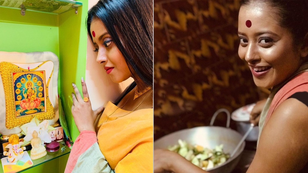 ‘ত্রিনয়নী’ ধারাবাহিকের নয়ন, অভিনেত্রী শ্রুতি দাসের লক্ষ্মী পুজোর সাজও দেখা গেল সোশ্যাল মিডিয়ায়। হলদে শাড়ি, কপালে বড় লাল টিপ, হাল্কা সোনার গয়নায় মোহময়ী রূপে।