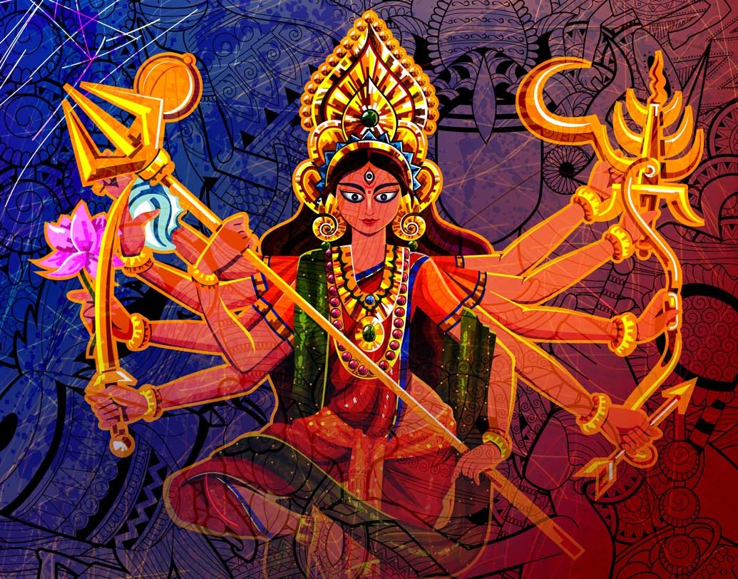 কমণ্ডলু: ব্রহ্মার প্রধান শক্তি কমণ্ডলু। ব্রহ্মা তা দিলেন দেবীকে।