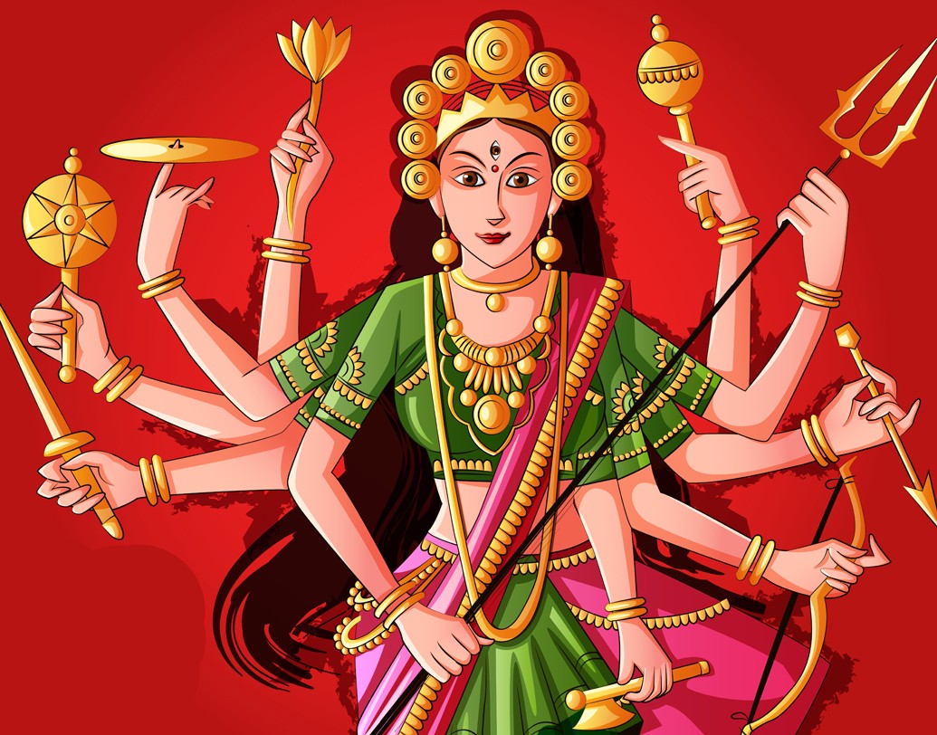 খড়্গ চর্ম: কালের প্রধান অস্ত্র খড়্গ ও চর্ম। এখানে কাল হল কালাত্মক চৈতন্য। কালই হলেন জগতের আধার। তিনি দেবীকে জল, খড়গ ও নির্ন্মল চর্ম দেবীকে অর্পণ করেছিলেন।