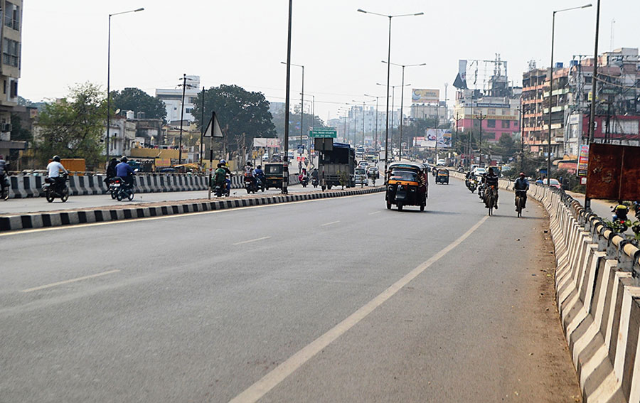 The Tata-Kandra Road in Adityapur, Jamshedpur, on Saturday. 