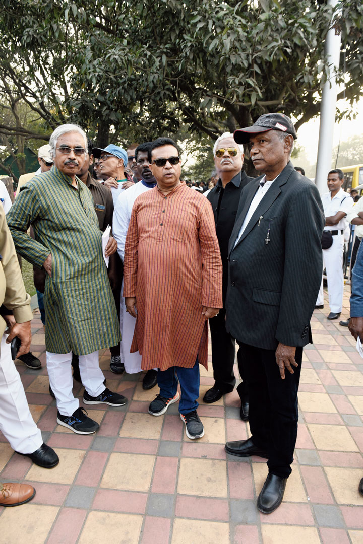 (From left) Herod Mullick, the state working president of Bangiya Christiya Pariseba; Reverend Paritosh Canning, president of the Bengal Christian Council; and John Ghosh, the honorary secretary of the Calcutta diocese of the Church of North India, went to Raj Bhavan to submit a memorandum demanding the withdrawal of CAA.