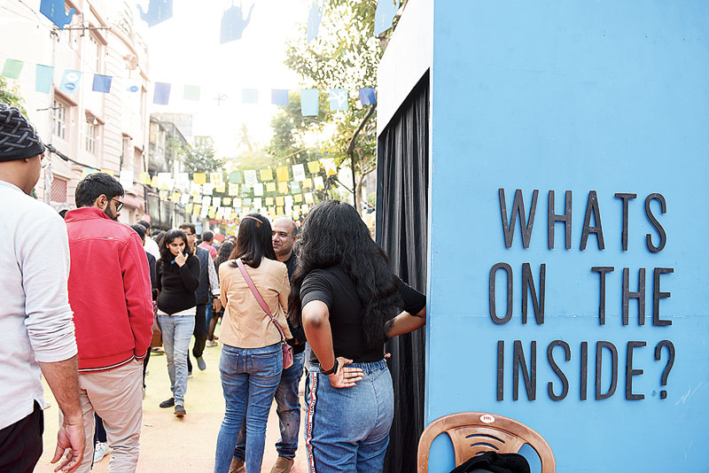 This specific installation put up by Art Rickshaw was a secret confession booth. People could go in and write a secret and no one would know. “Since the theme of KALFest was your stories, we wanted people to come and share their story and all the installations were a step towards doing so,” said Devanshi Rungta, creative director, KALFest.