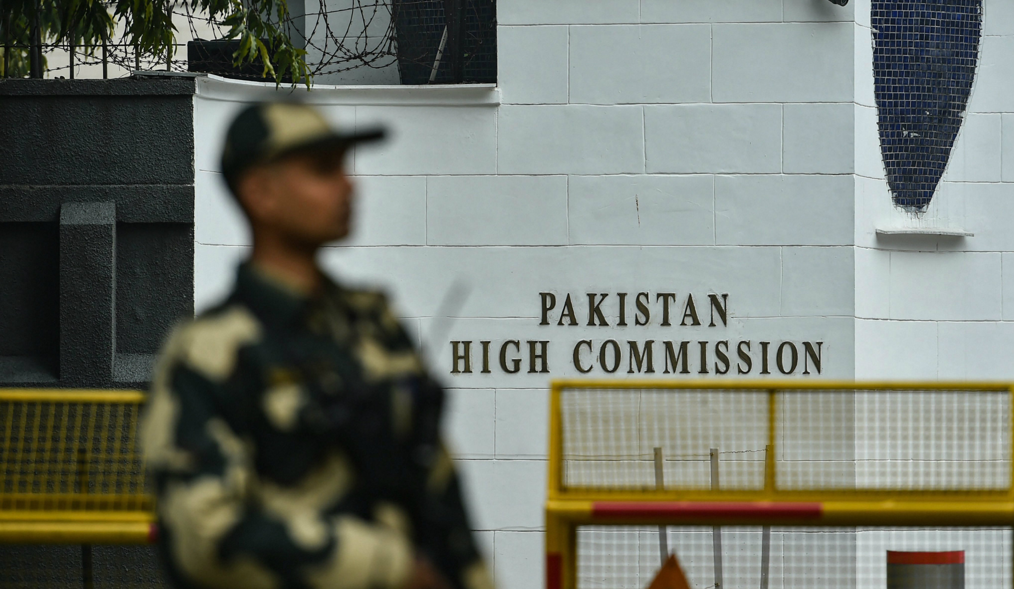 Vigil outside the Pakistan High Commission in New Delhi as security was tightened following anti-Pakistan protests in the capital after the Pulwama terror attack.