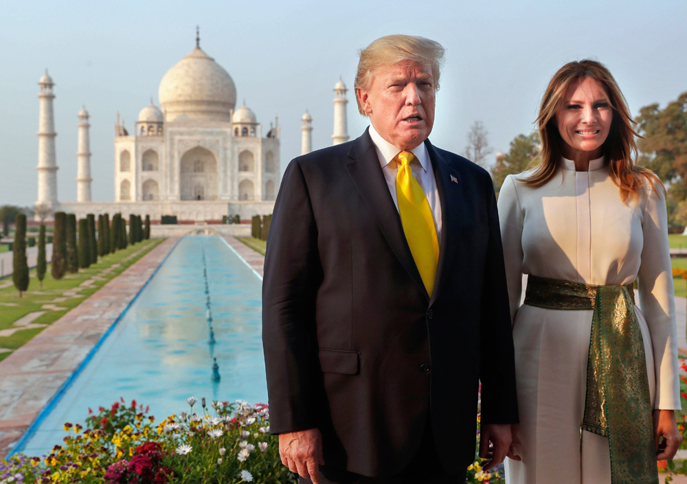 President Donald Trump and First Lady Melania at the Taj Mahal in Agra on Monday