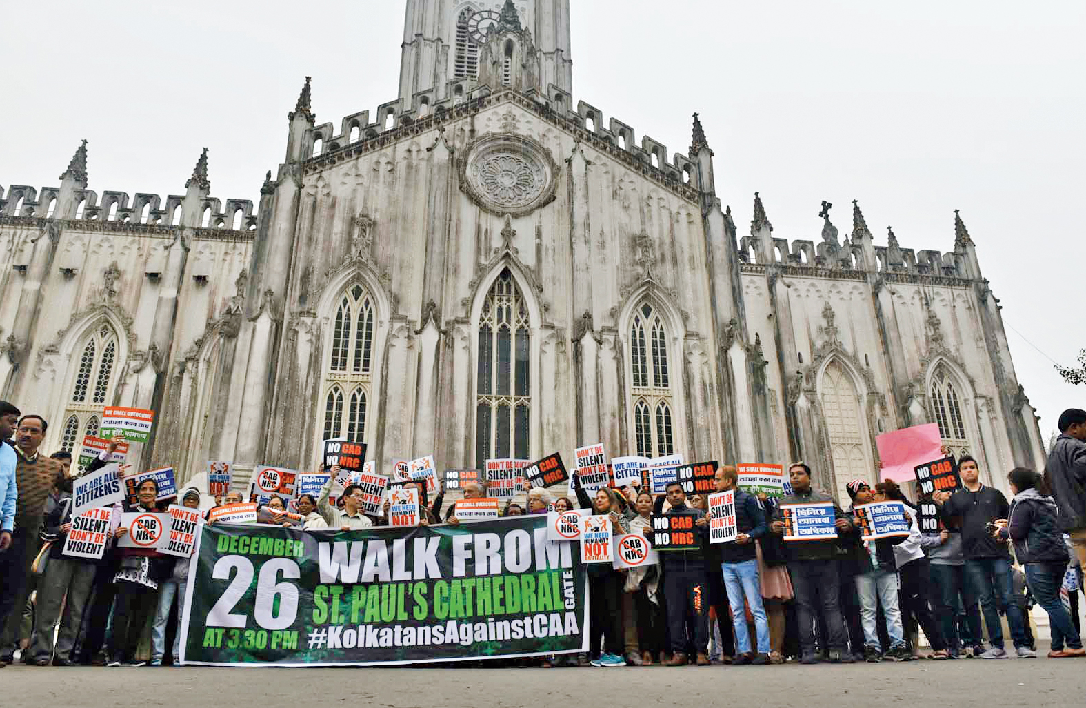 The march gets ready to start from St Paul’s Cathedral on Thursday.