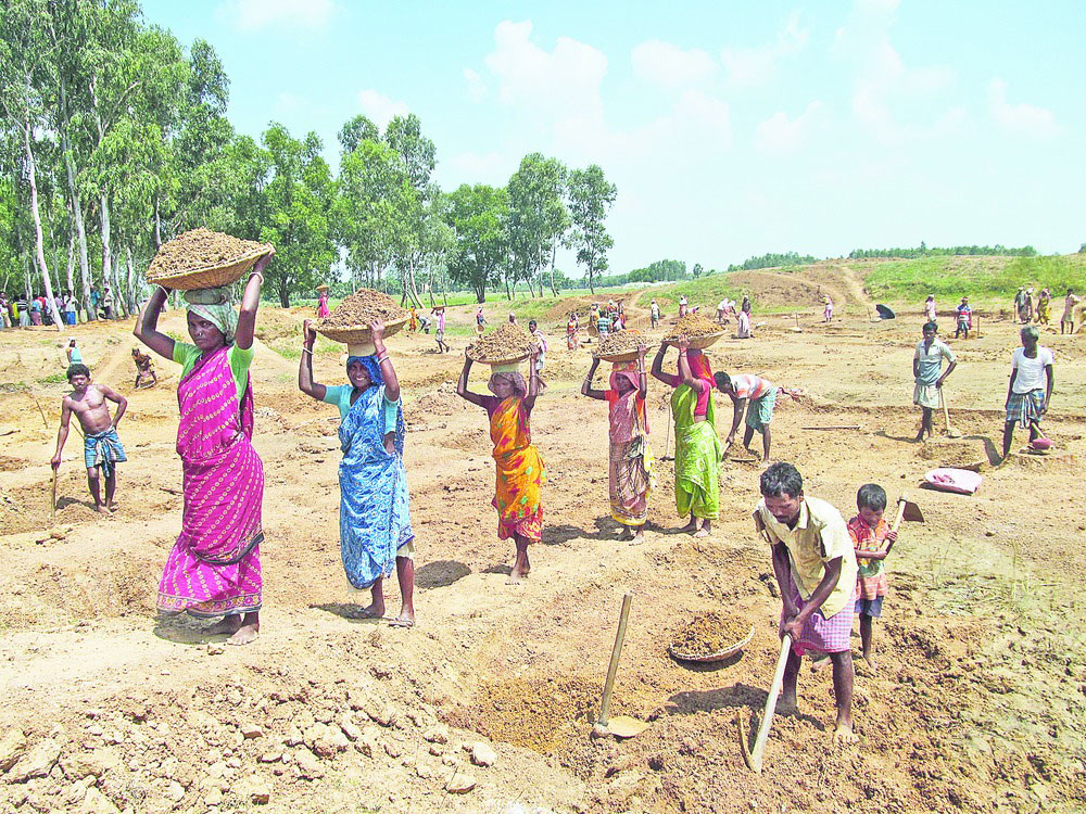 A pond being dug in Birbhum's Suri under the Employment Guarantee scheme. 