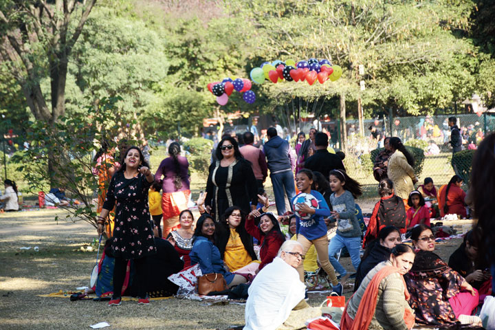 Visitors soak up the sun at Jubilee Park in Jamshedpur. 