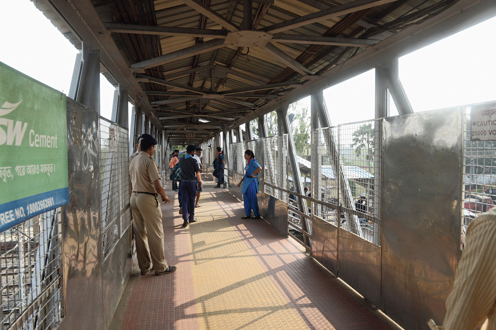 The lone footbridge at the station where a stampede killed two men on Tuesday evening.