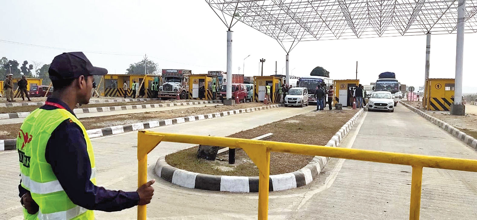 The Bijni toll gate on National Highway 31 which was reopened on Thursday. 