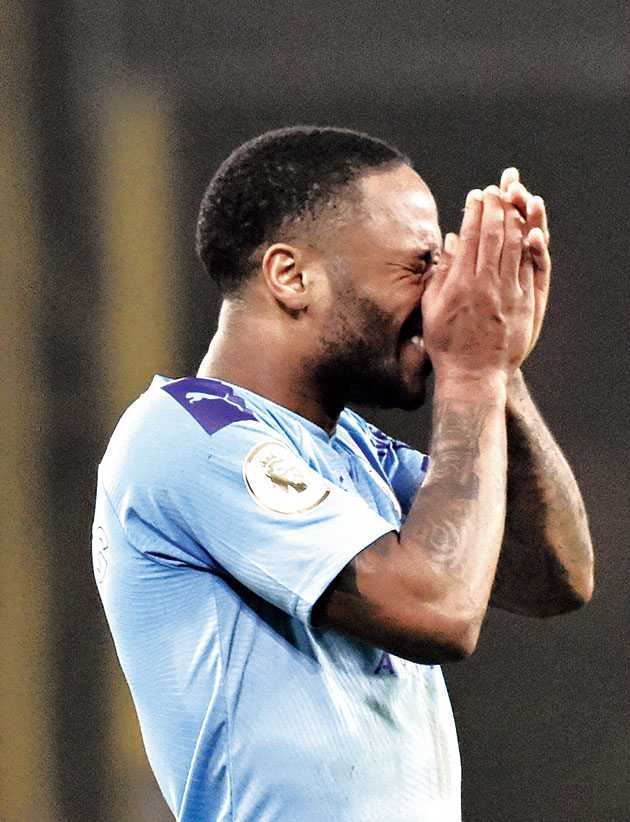 Man City’s Raheem Sterling after the loss to Wolves