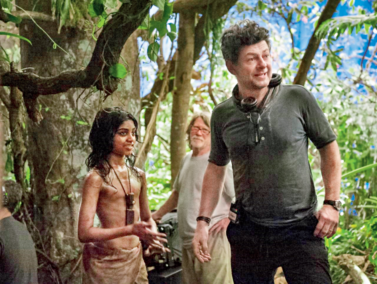 Andy Serkis with Rohan Chand on the sets of Mowgli