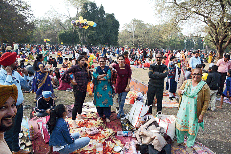 Picnickers at Jubilee Park in Sakchi, Jamshedpur, on Wednesday.