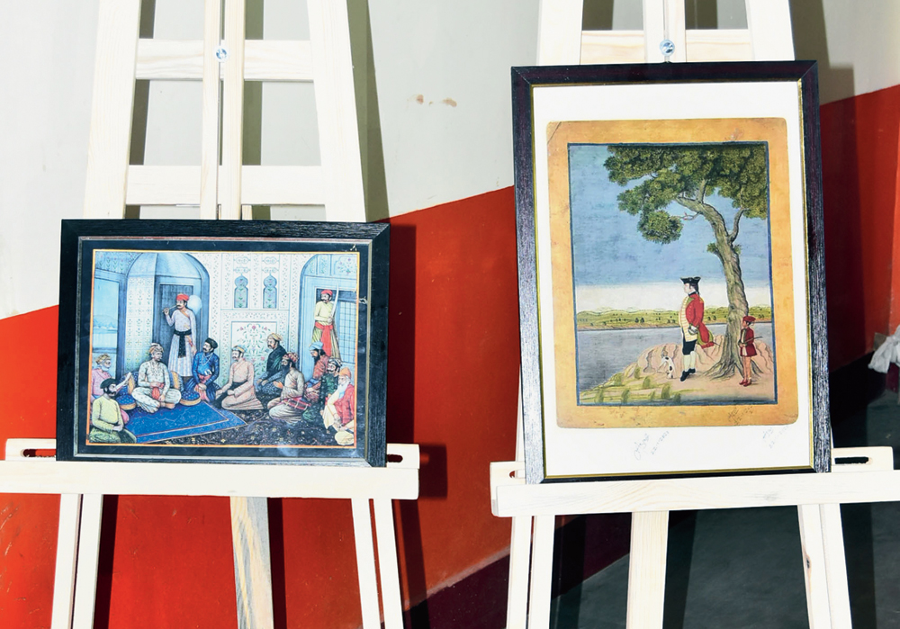 Paintings by Azam on display at Dhanbad Art Fair at Multidisciplinary Hall on Luby Circular Road on Wednesday
