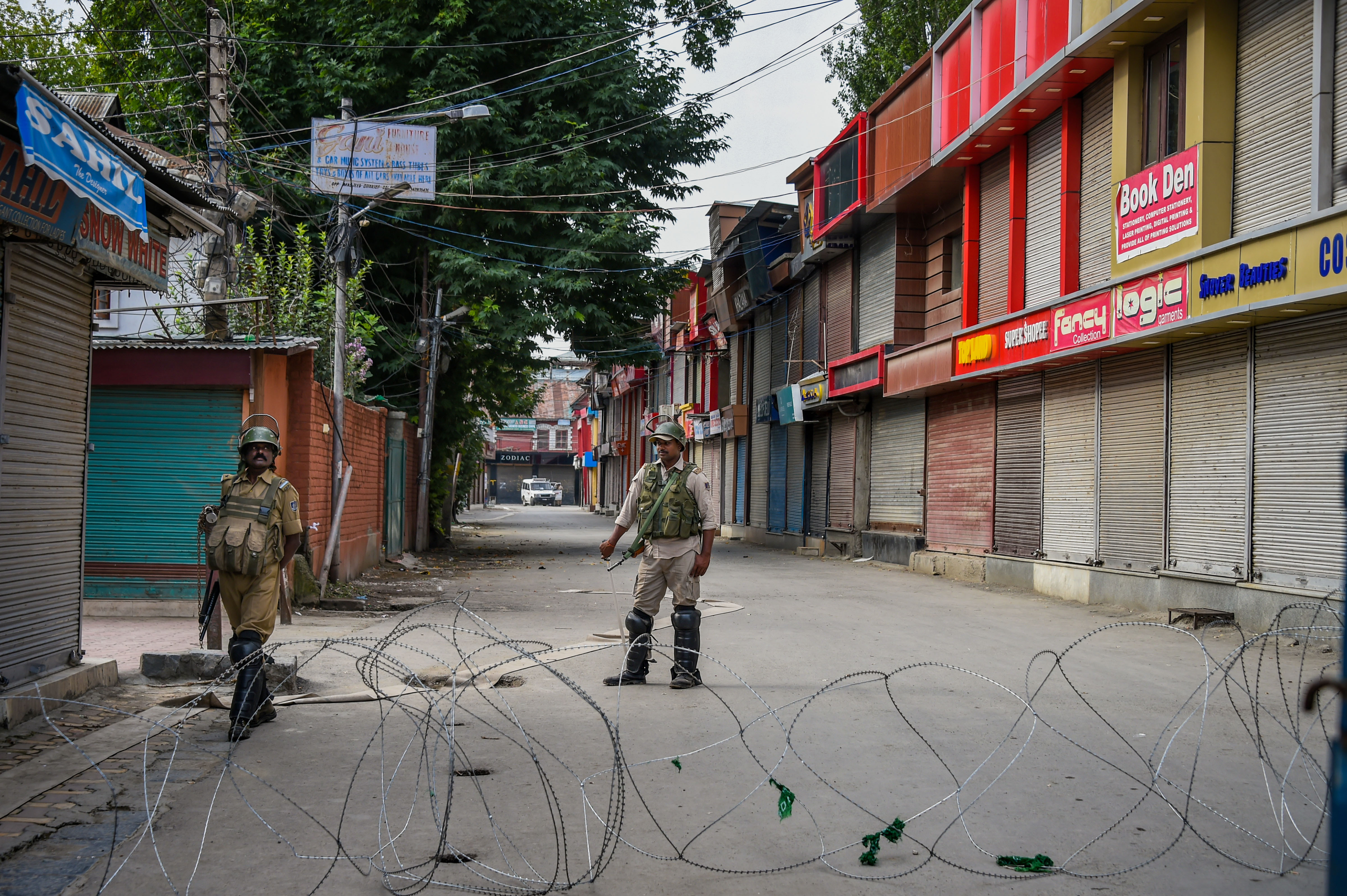 Security personnel in Srinagar on August 12.