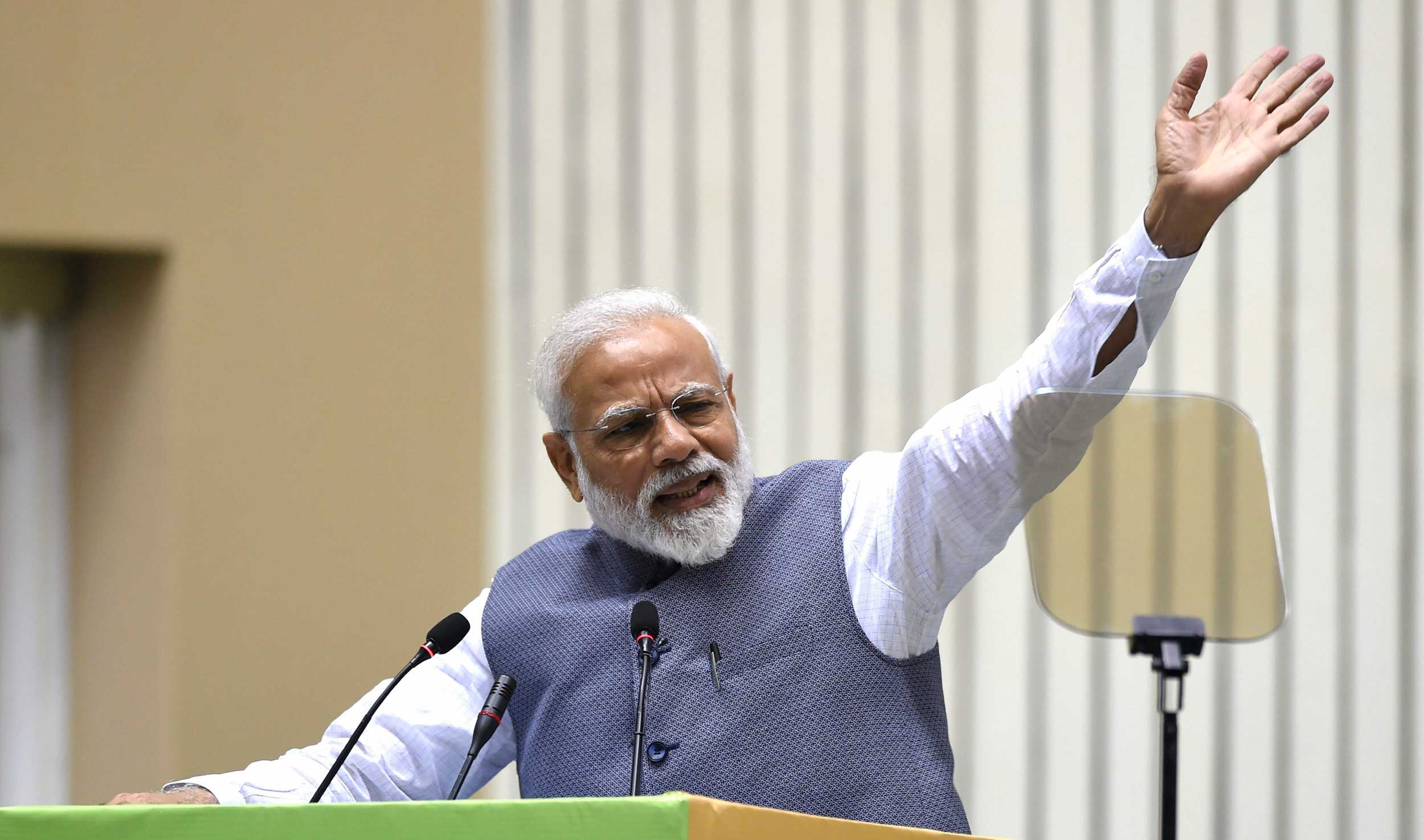 Prime Minister Narendra Modi addresses Construction Technology India 2019 on 'Global Housing Technology Challenge', in New Delhi, on Saturday. 