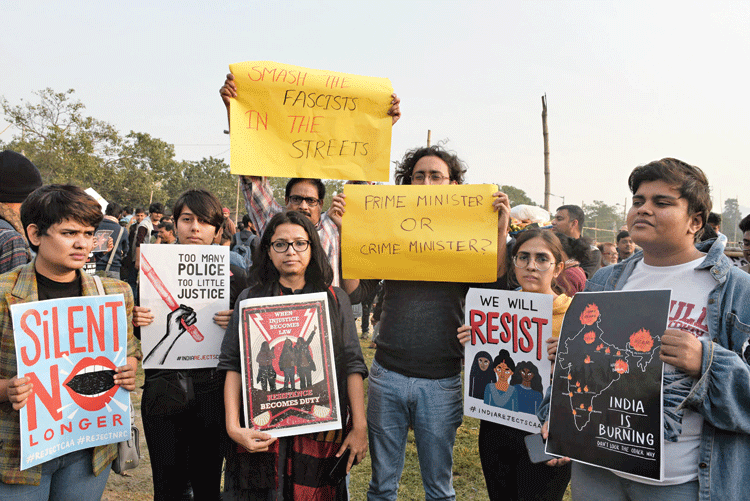 A group of protesters at Shahid Minar on Saturday afternoon, a few minutes before the rally started