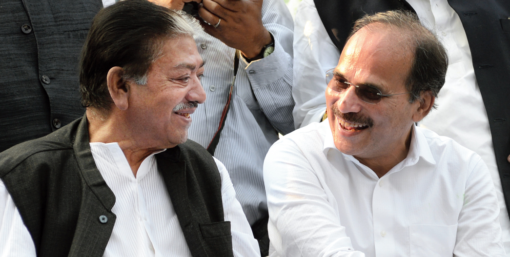 Somen Mitra and Adhir Chowdhury at the meeting