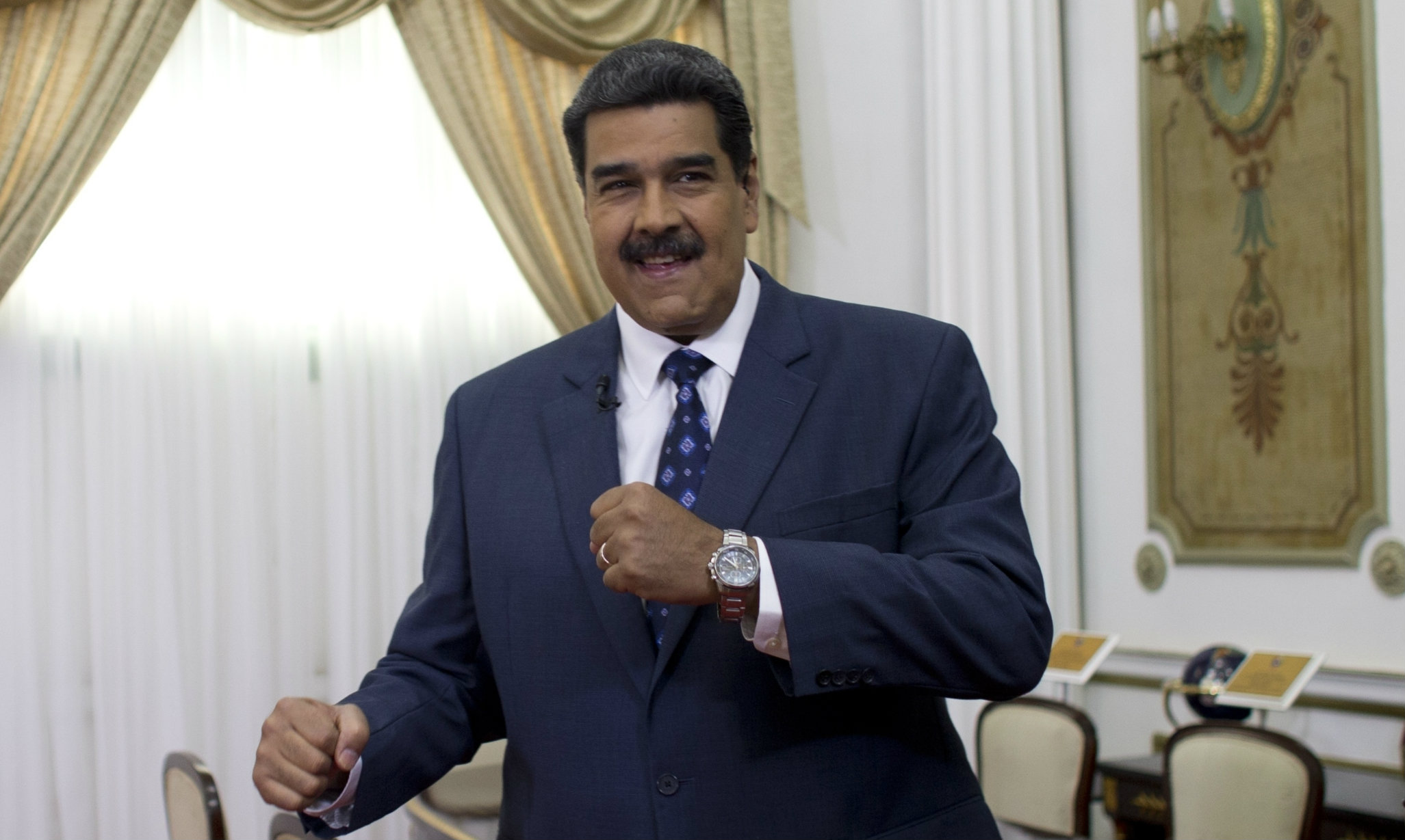 Nicolas Maduro before the interview with Associated Press in Caracas, Venezuela, on Thursday.
