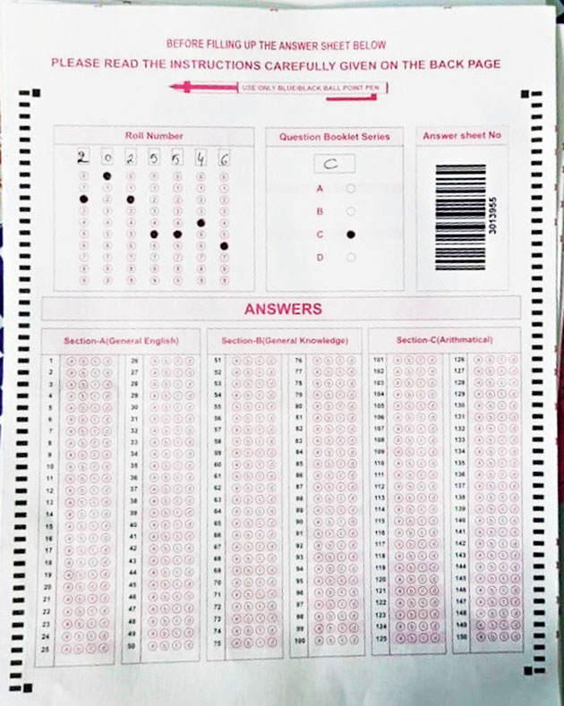 The alleged OMR sheet of the candidate