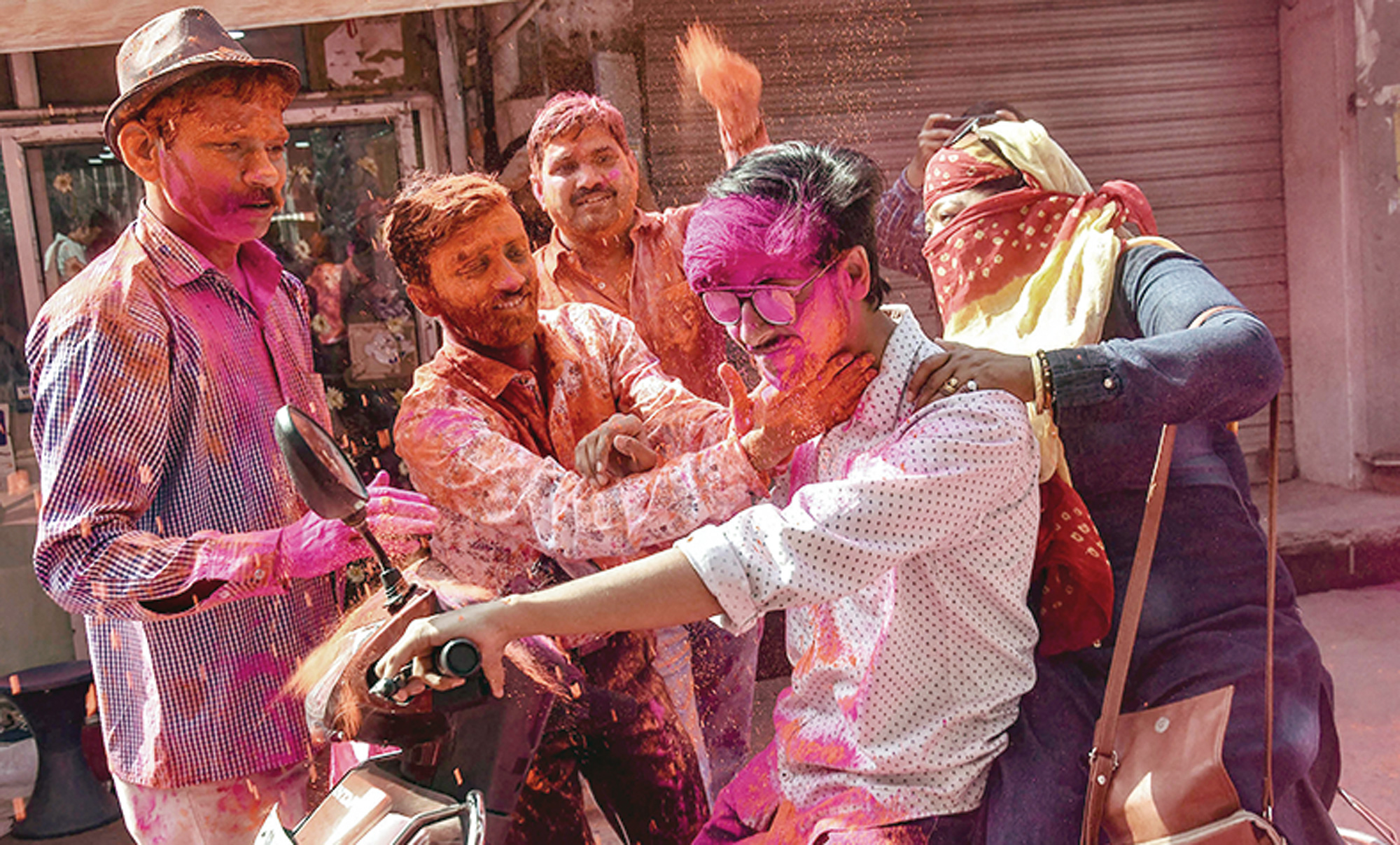Holi celebrations in Lucknow on Wednesday, March 20, 2019. Of course, the small matter of taking permission before smearing unsuspecting citizens with garish colours does not strike either law-keepers or law-breakers as an offence