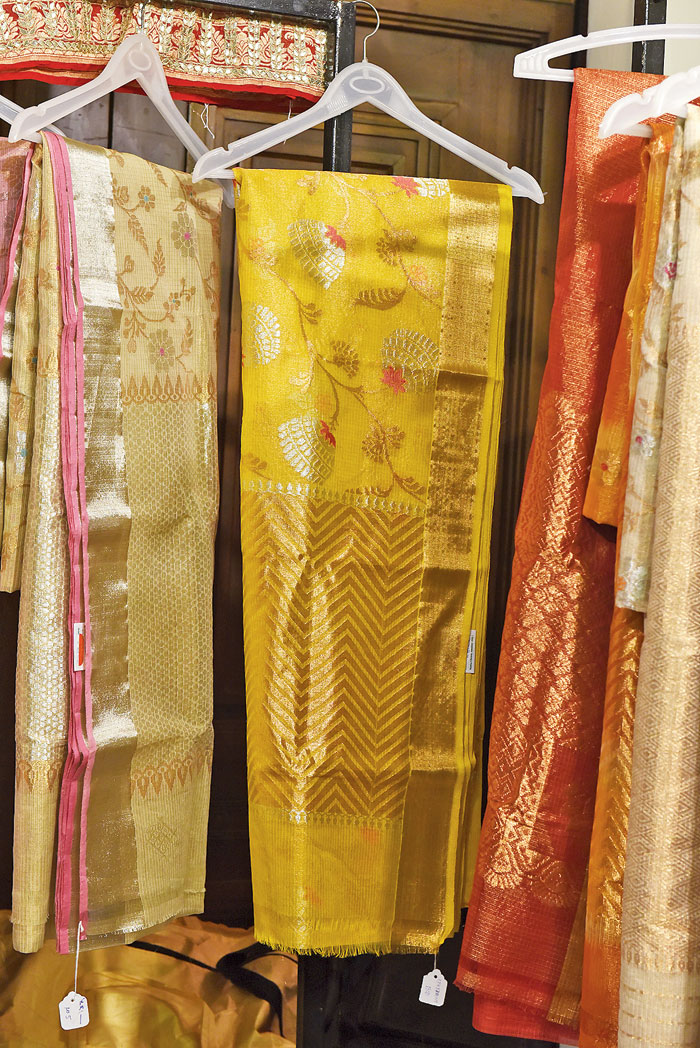 Celebrations mean bright colours. We loved the mustard yellow kota sari with zari work and intricate floral motifs. Pair it with traditional jhumkas to complete the look. Rs 51,500 @Shree Lal Damani 
(contact: 9414143001/ 9414137404)