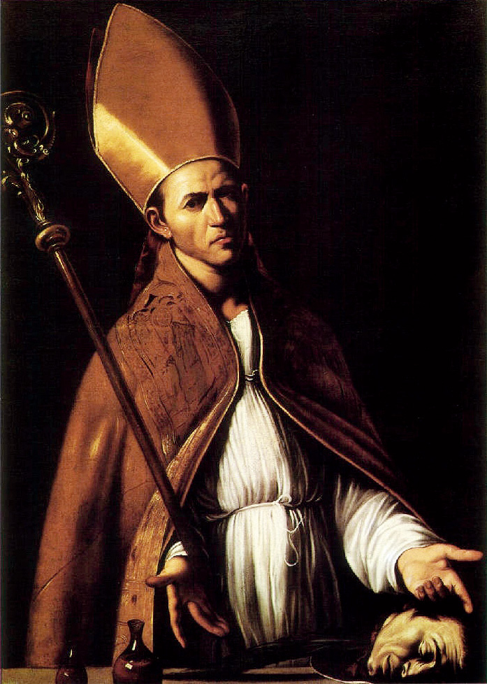 A painting of San Gennaro — reportedly a copy of a lost work of Michelangelo Merisi da Caravaggio