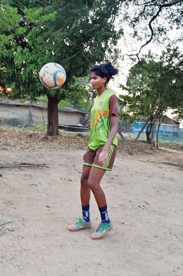 Purnima Kumari practises near her house in Simdega. 