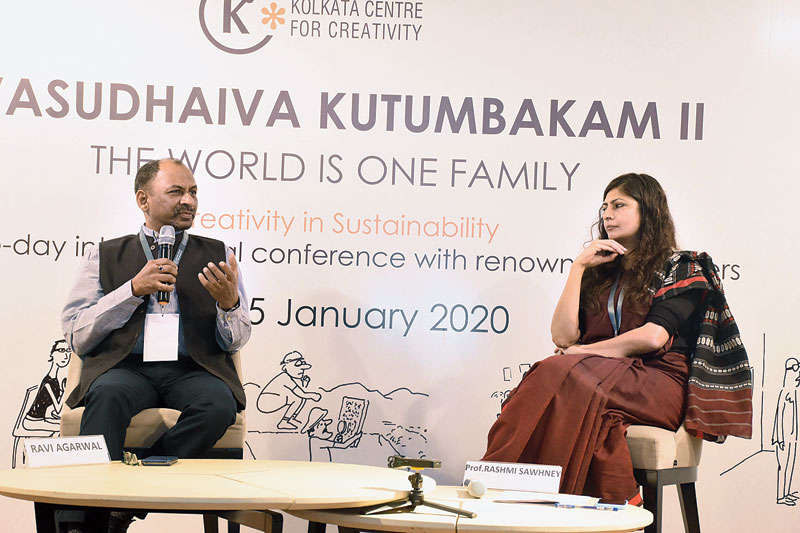 Ravi Agarwal and Rashmi Sawhney in a moment from their talk on Art, Culture & Activism in India