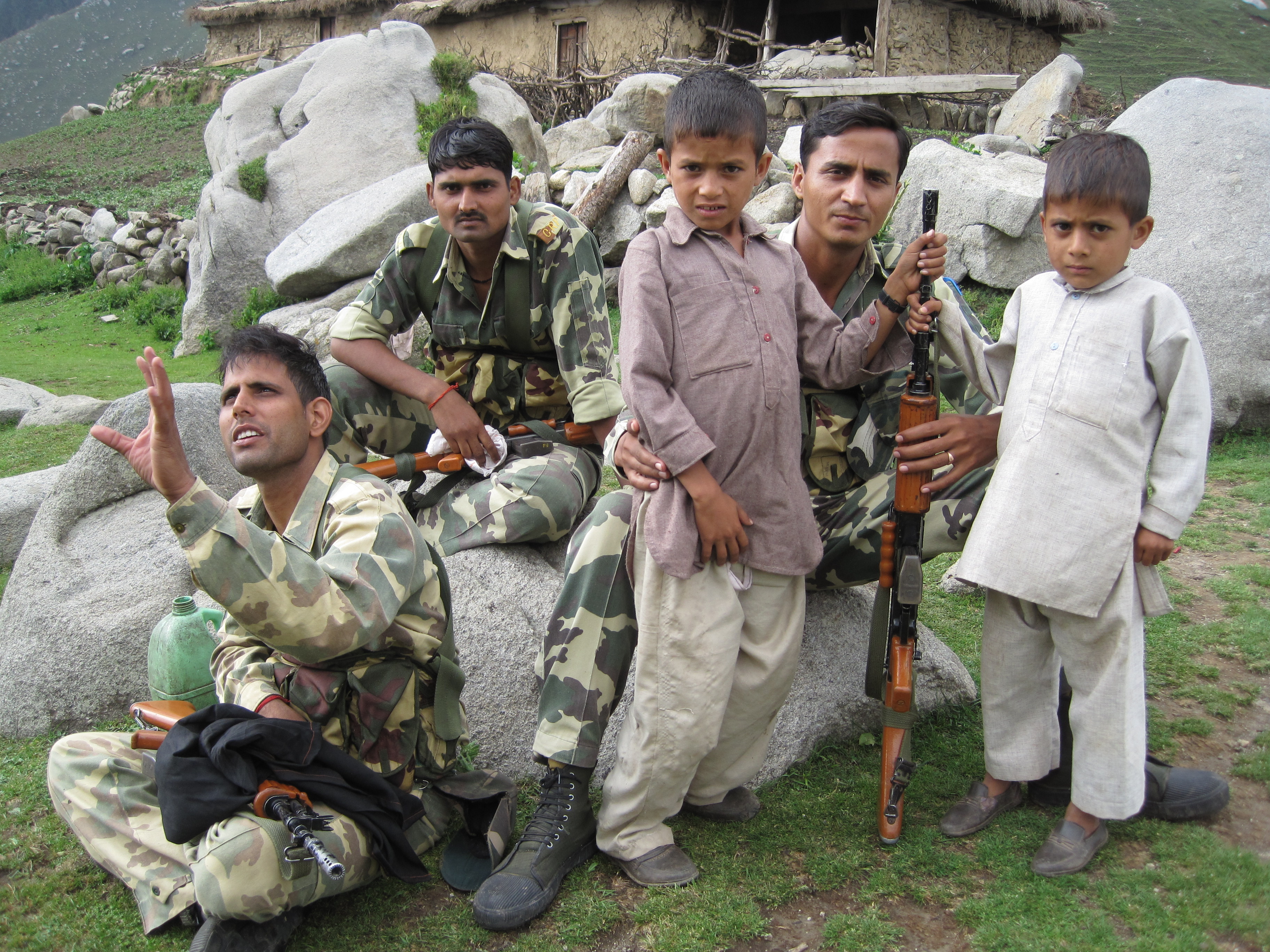 CRPF soldiers with children in Kathua District, J&K. The CRPF has been the lone dissenter of the raise in retirement age proposal, arguing that it needs to keep its age profile young, due its heavy occupation in various combat theatres within and outside the country