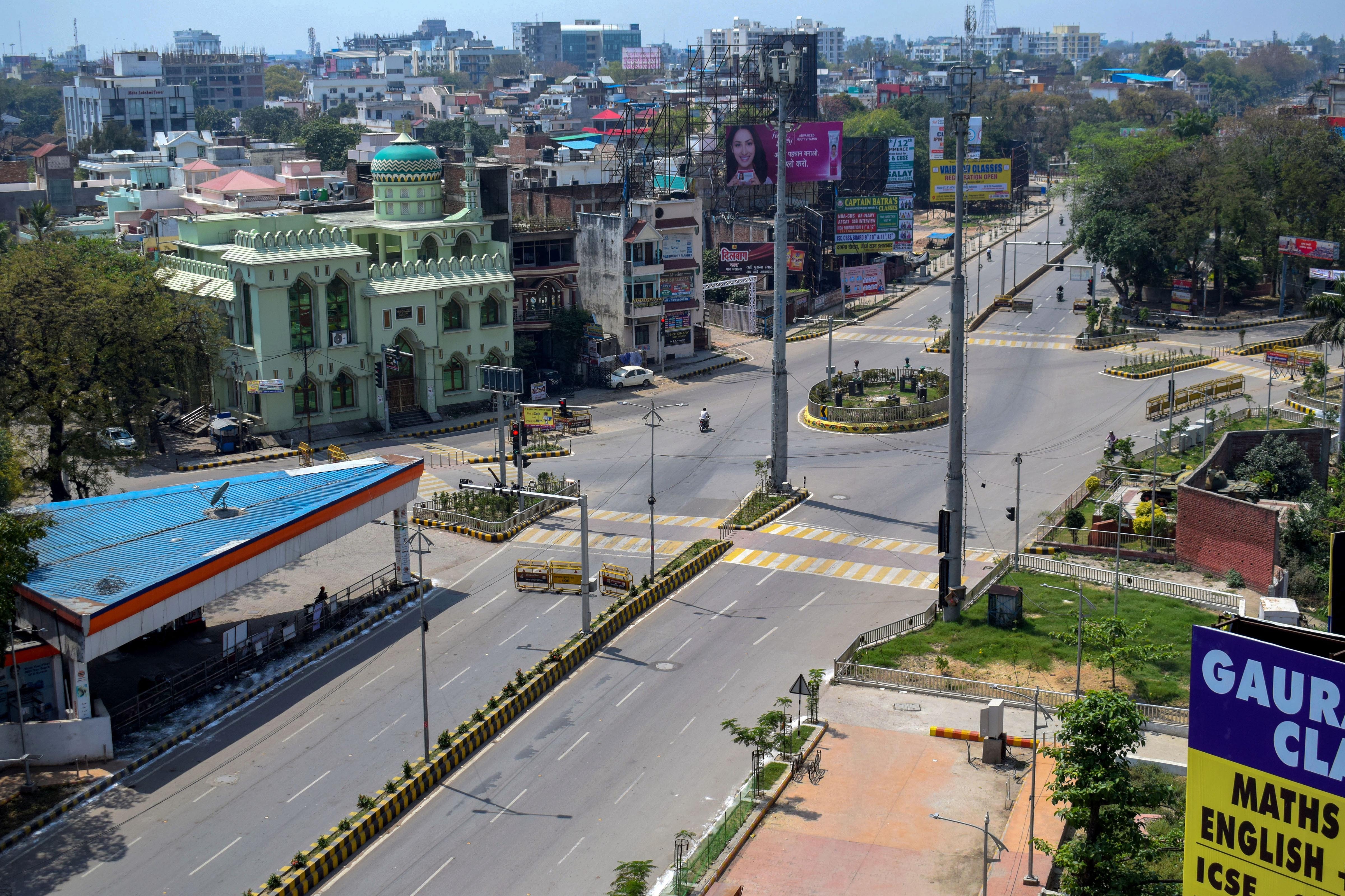 City streets wear a deserted look during lockdown in the wake of coronavirus pandemic, in Prayagraj, Tuesday, March 24, 2020
