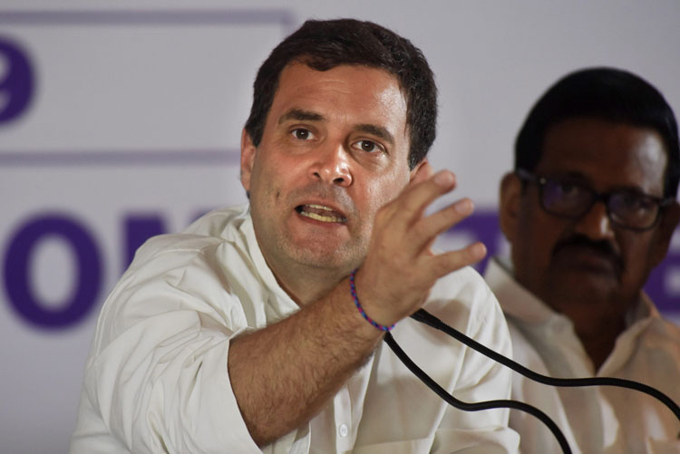Rahul Gandhi at a media conference in Chennai on Wednesday