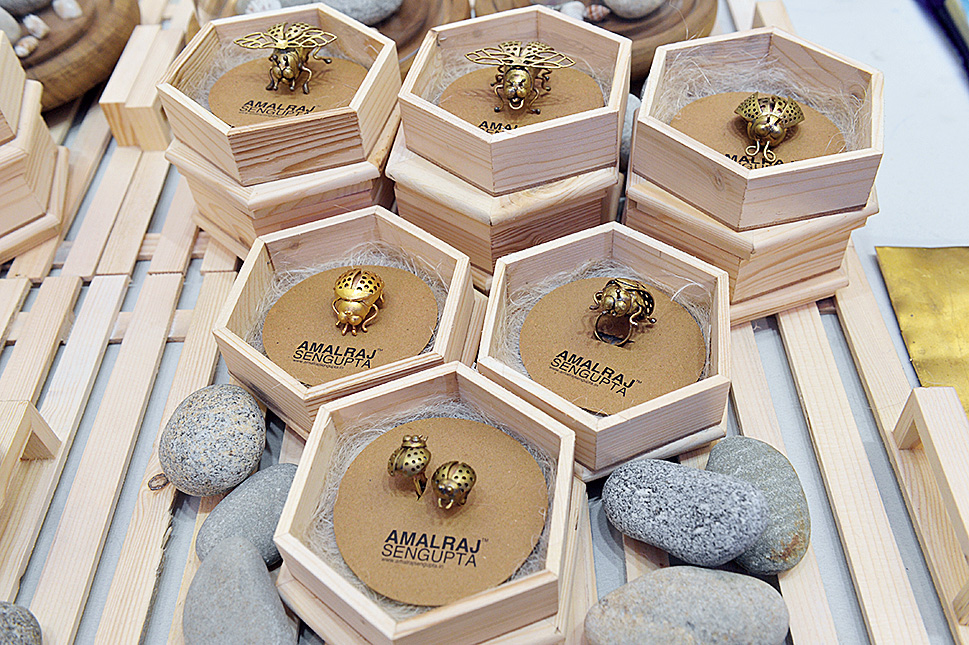 Amalraj Sengupta’s brass bug brooches, cufflinks, pendants and rings made for gifting options with a twist.