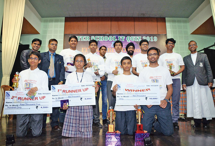 Winners of the quiz at St Xavier’s School in Doranda, Ranchi, Saturday.