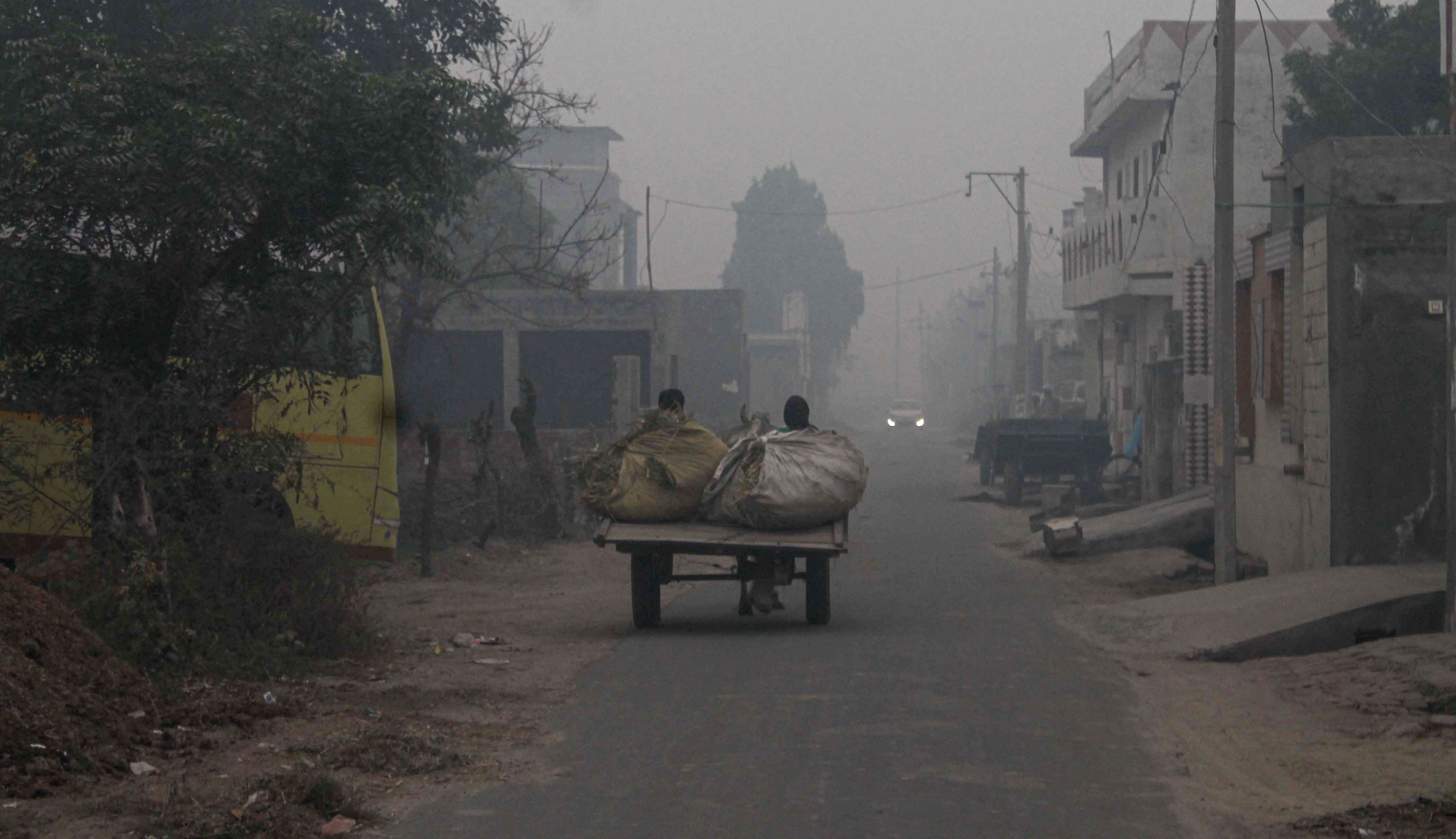 A view of the Dhuri area shrouded in smog in Sangrur district, Saturday, November 2, 2019