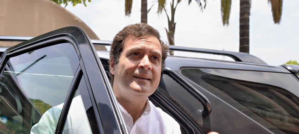 Rahul Gandhi outside Parliament on Wednesday