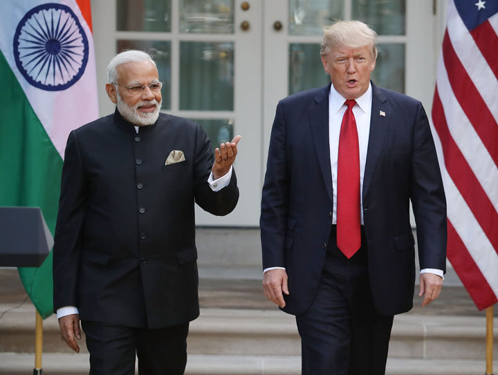Indian prime minister Narendra Modi and American President Donald Trump during one of their meetings in Washington DC