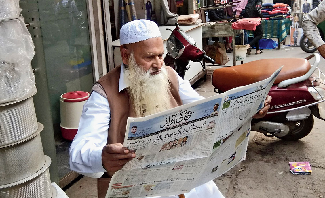 Ismail Sheikh outside his shop near Jama Masjid on Tuesday