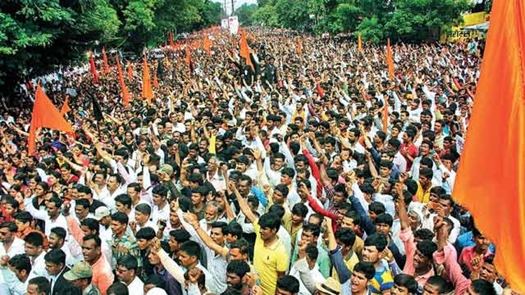 A march organised by the Maratha Kranti Morcha in Mumbai, Maharashtra (file picture). An expansion in the OBC quota could have been made to accommodate the Marathas’ demand. 