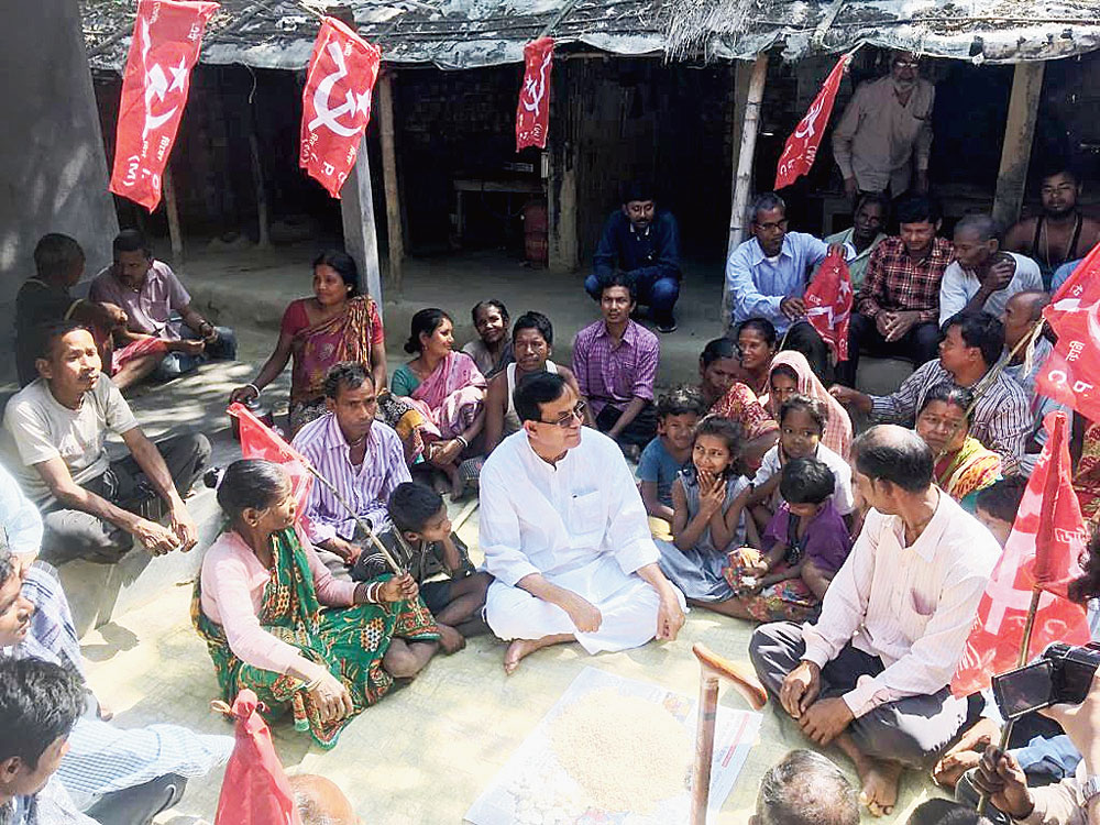Md Salim at a village in the Kaliyaganj block of North Dinajpur on Tuesday. 