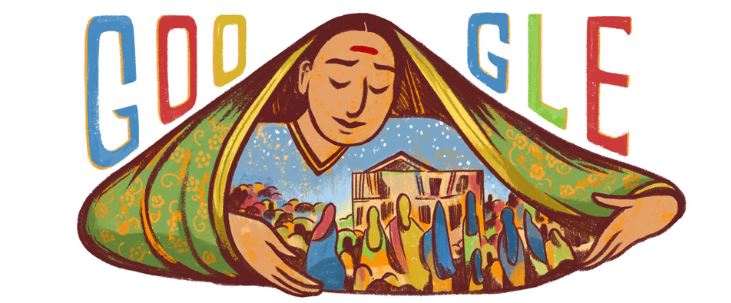 Google doodle released on January 3, 2017, marking Savitribai Phule's 186th Birthday