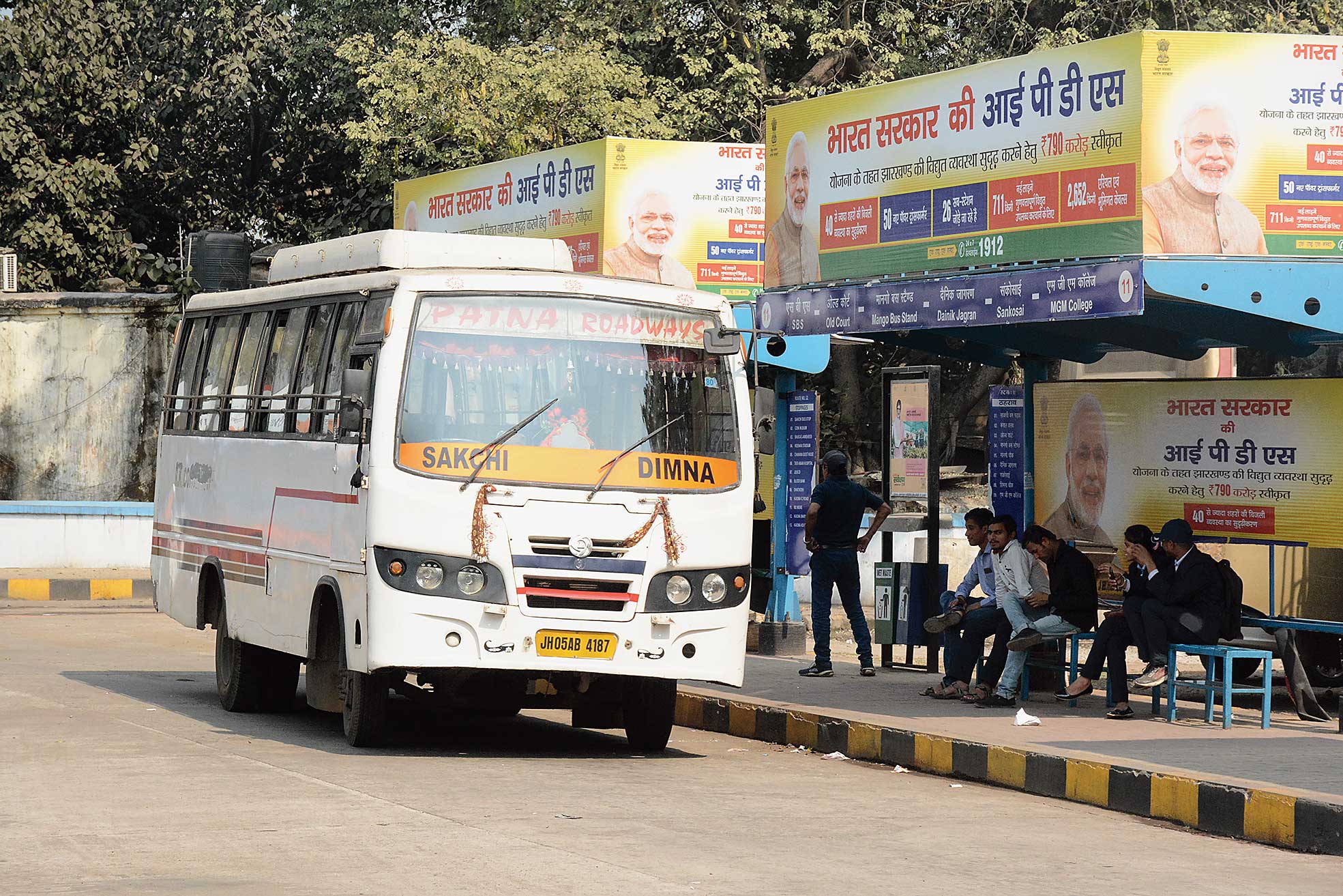 A bus equipped with GPS at Sakchi bus terminus in Jamshedpur on Thursday. 
