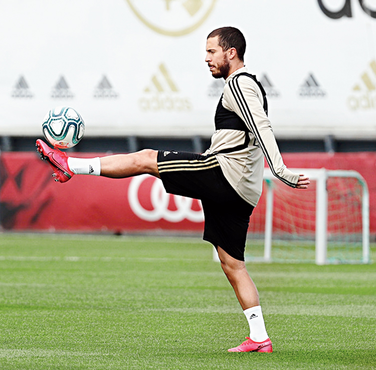 Former Chelsea winger Eden Hazard during a training session on Monday. 