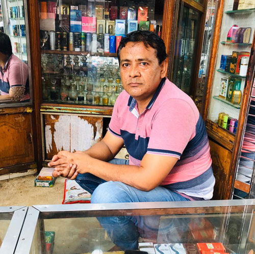 Aftab Ahmed at his perfume shop on Chitpore Road