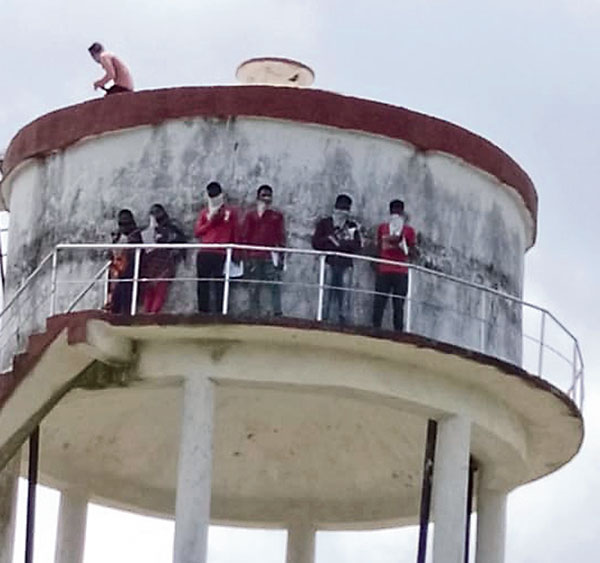 Students on top of the tank