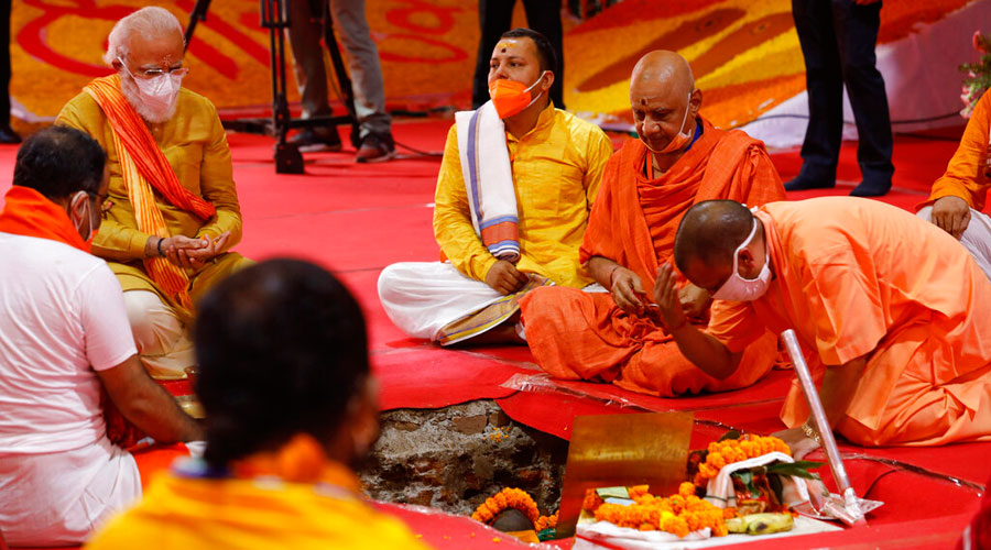 PM terms ground-breaking opening of a “new history” -Ayodhya: Modi blurs line between State and Church -His tone in the inaugural speech was consciously majoritarian and exclusionist of India’s pluralities