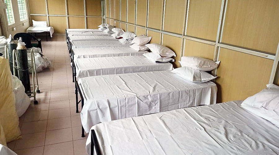 Beds placed inside the male ward